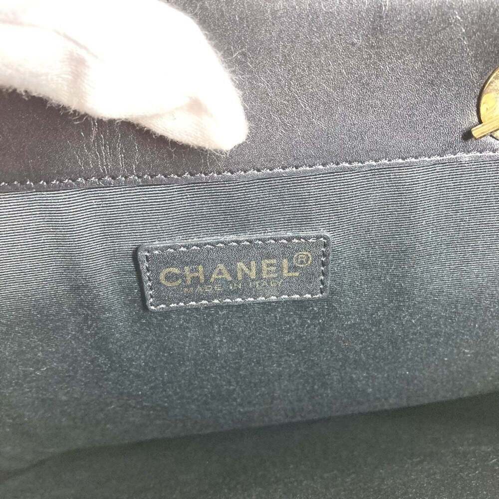 CHANEL Vintage Black Leather Logo Shoulder Bag - Picture 11 of 12